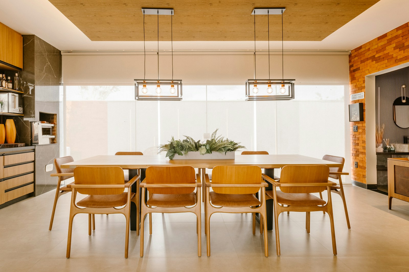 a kitchen with a dining room table